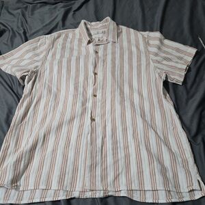 Banana Republic Peaches Textured Camp Button Down Short Sleeve Shirt Mens XL